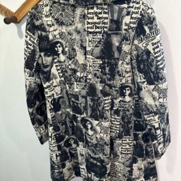 RARE - VINTAGE Desigual Black and White Graphic Women's Coat - Picture 12 of 16
